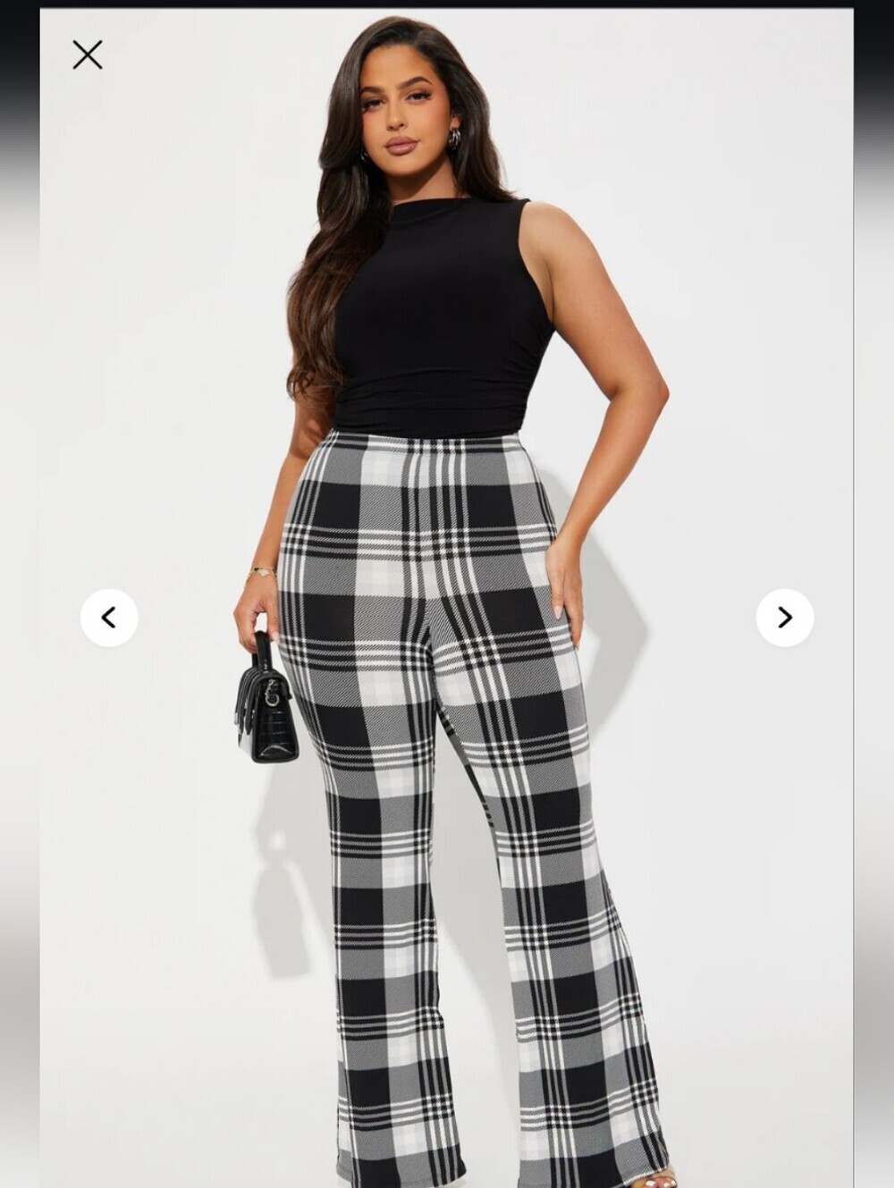Fashion Nova Anastasia Plaid Flare Pant - Black/White 1X (EUC)